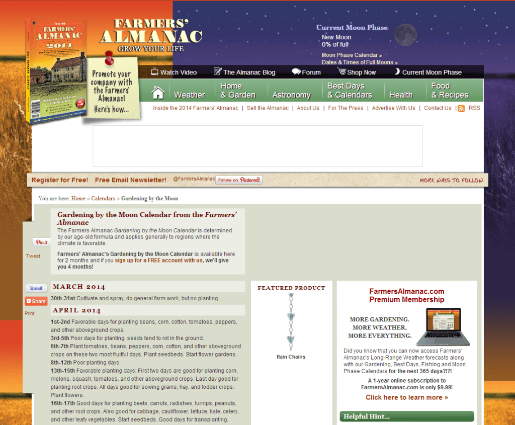 Farmers Almanac - Gardening Calendar